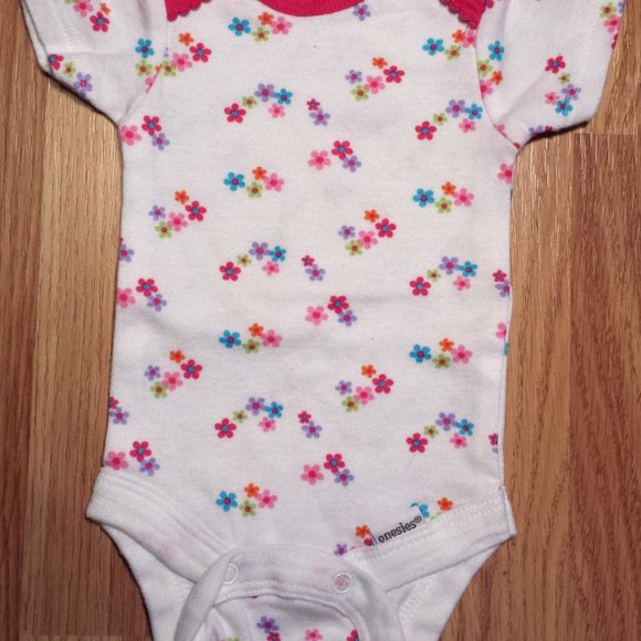 Girl's Size NB Newborn 2 Piece White Floral Gerber - Picture 4 of 6